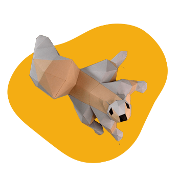 Squirrel on a tree - papercraft kit low-poly style