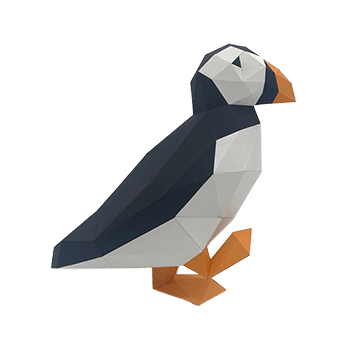 Puffin - papercraft kit low-poly style