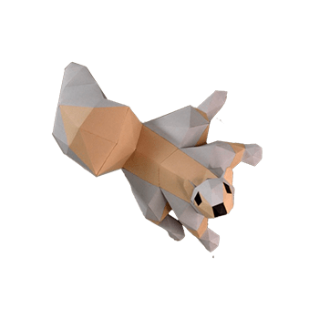 Squirrel on a tree - papercraft kit low-poly style