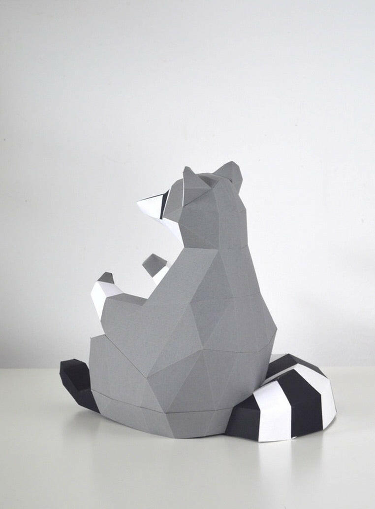 Raccoon - papercraft kit low-poly style