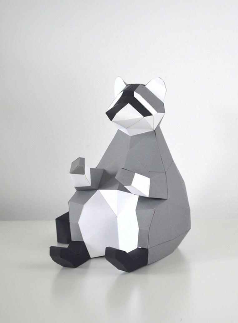 Raccoon - papercraft kit low-poly style
