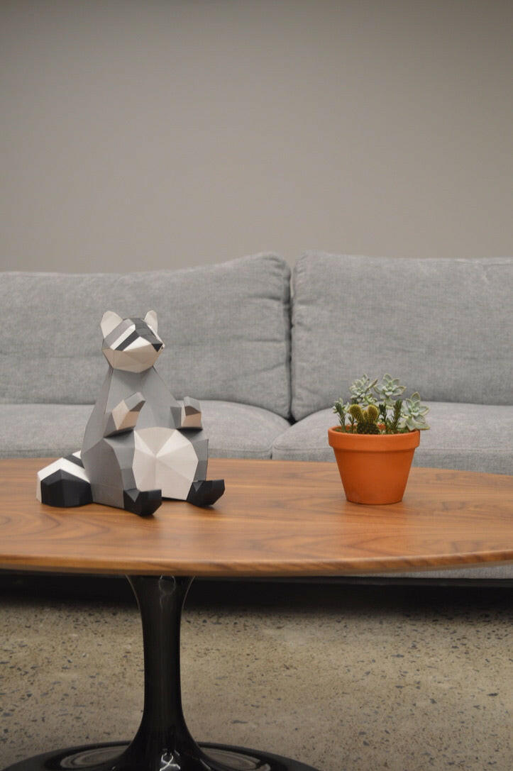 Raccoon - papercraft kit low-poly style