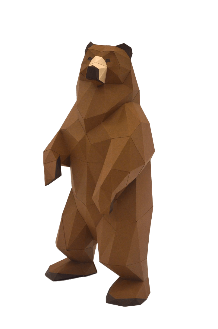 Brown Bear - papercraft kit low-poly style