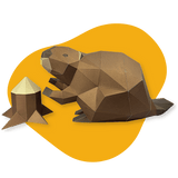 Beaver - papercraft kit low - poly style