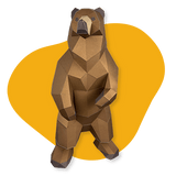 Grizzly Bear - papercraft kit low - poly style