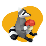 Raccoon - papercraft kit low - poly style