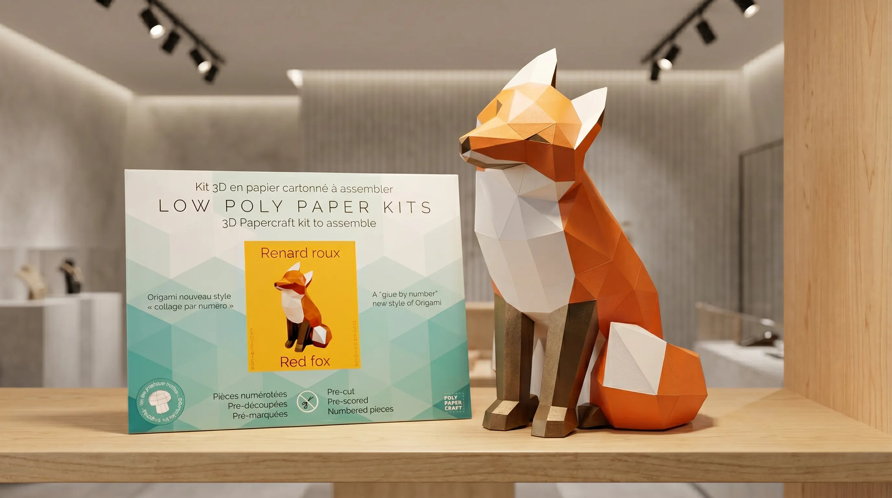 Low poly papercraft kit and assembled model