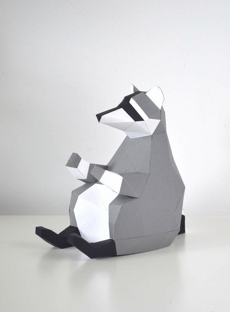 Raccoon - papercraft kit low-poly style