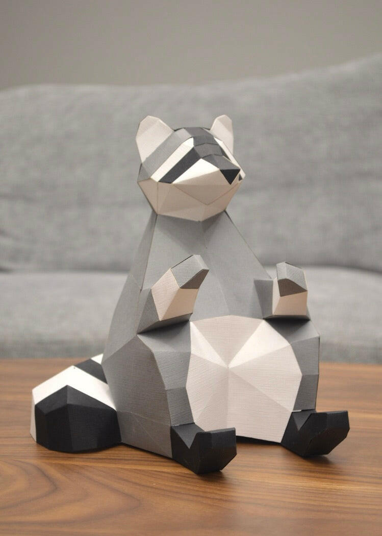 Raccoon - papercraft kit low-poly style
