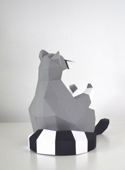Raccoon - papercraft kit low-poly style