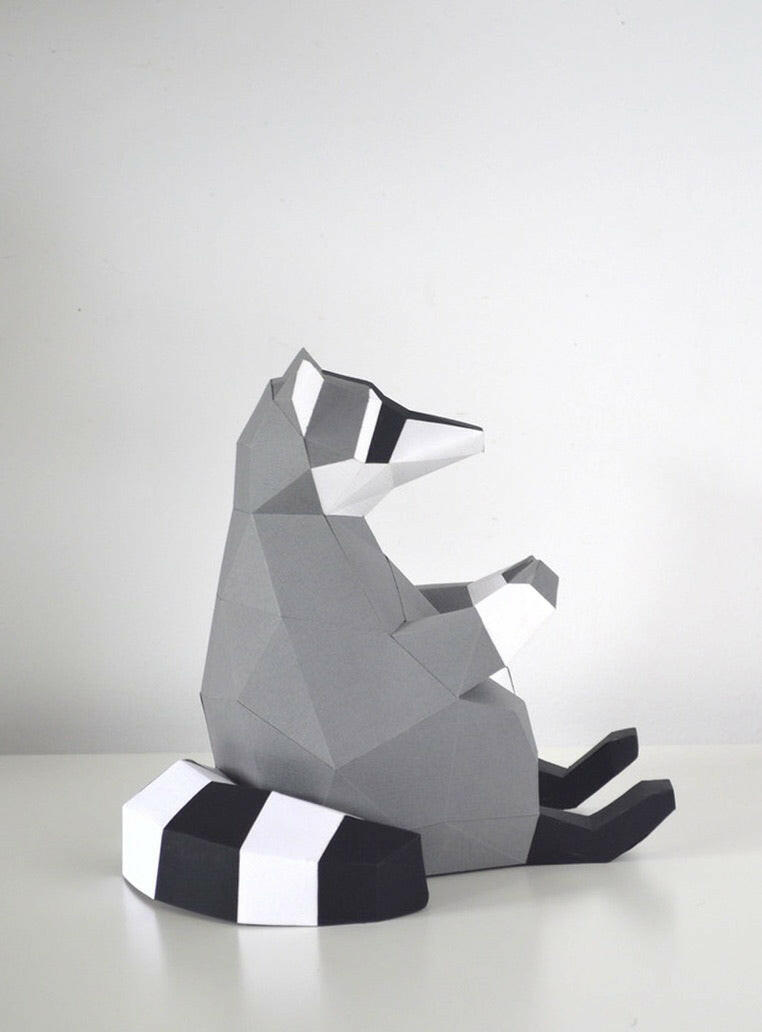 Raccoon - papercraft kit low-poly style