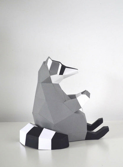 Raccoon - papercraft kit low-poly style